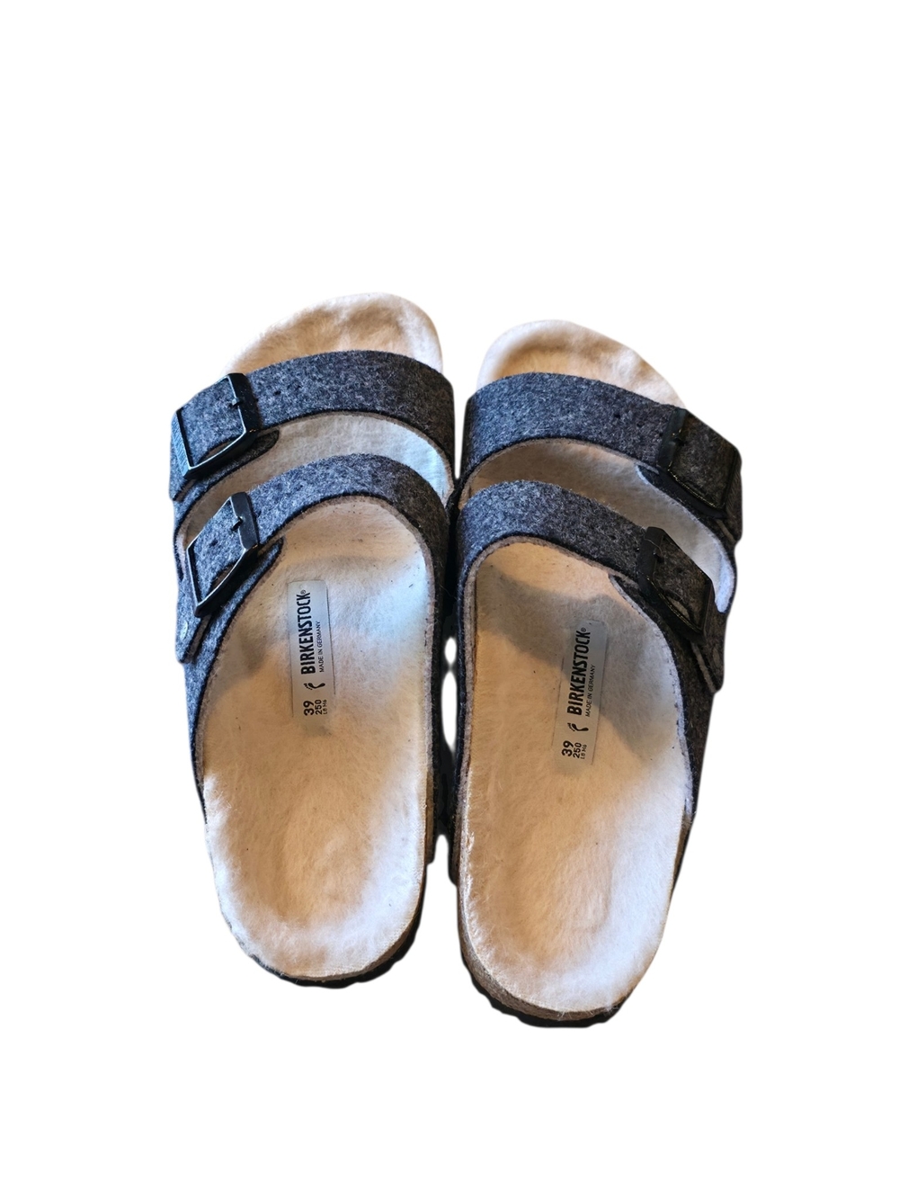 Birkenstock Arizona Rivet Doubleface Gray Wool Sandals EU 39 US 8 Narrow - Picture 2 of 7